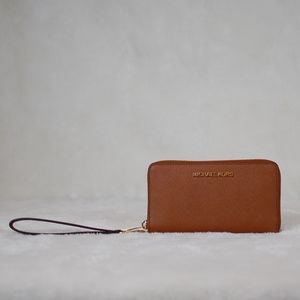 Large Flat Leather Phone Case Wristlet